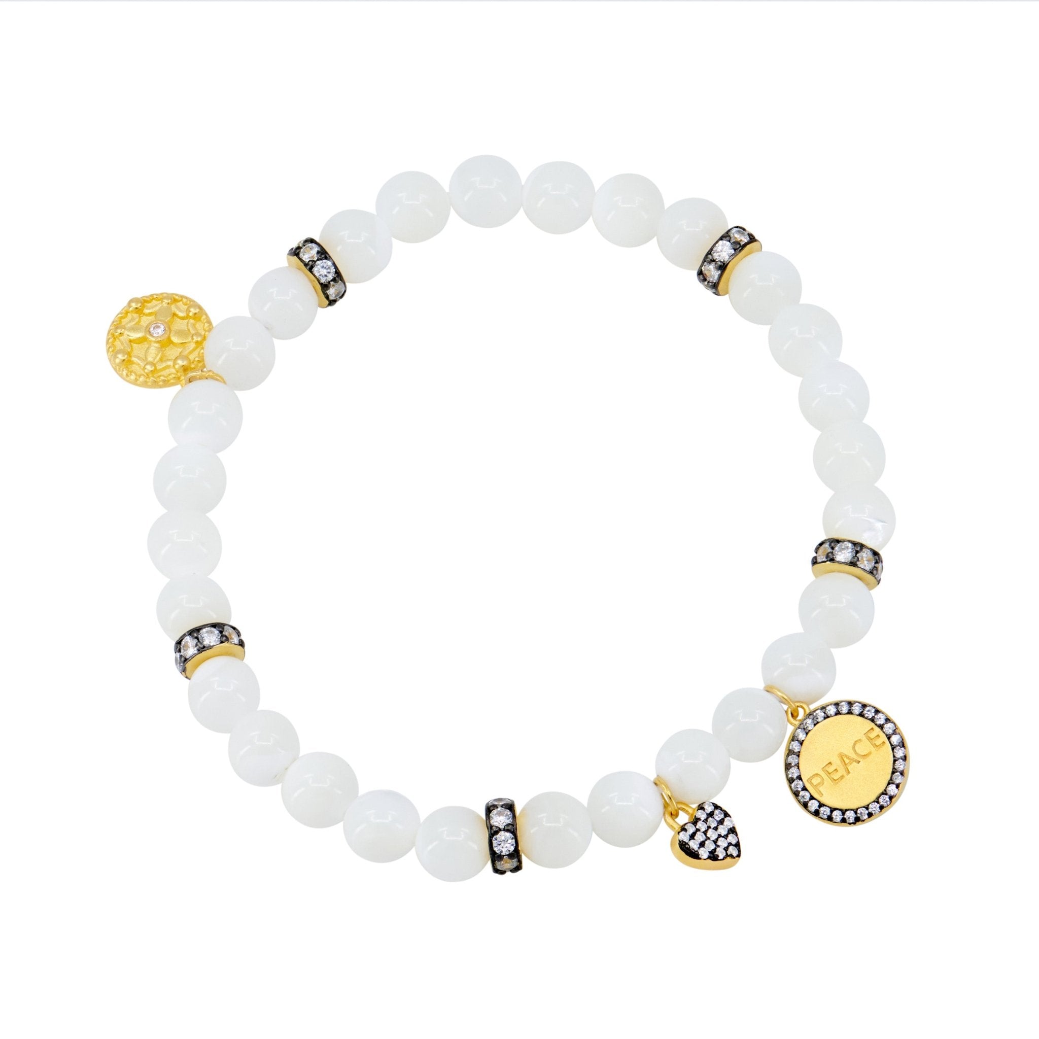The PEACE Beaded Stretch Bracelet - FREIDA ROTHMAN