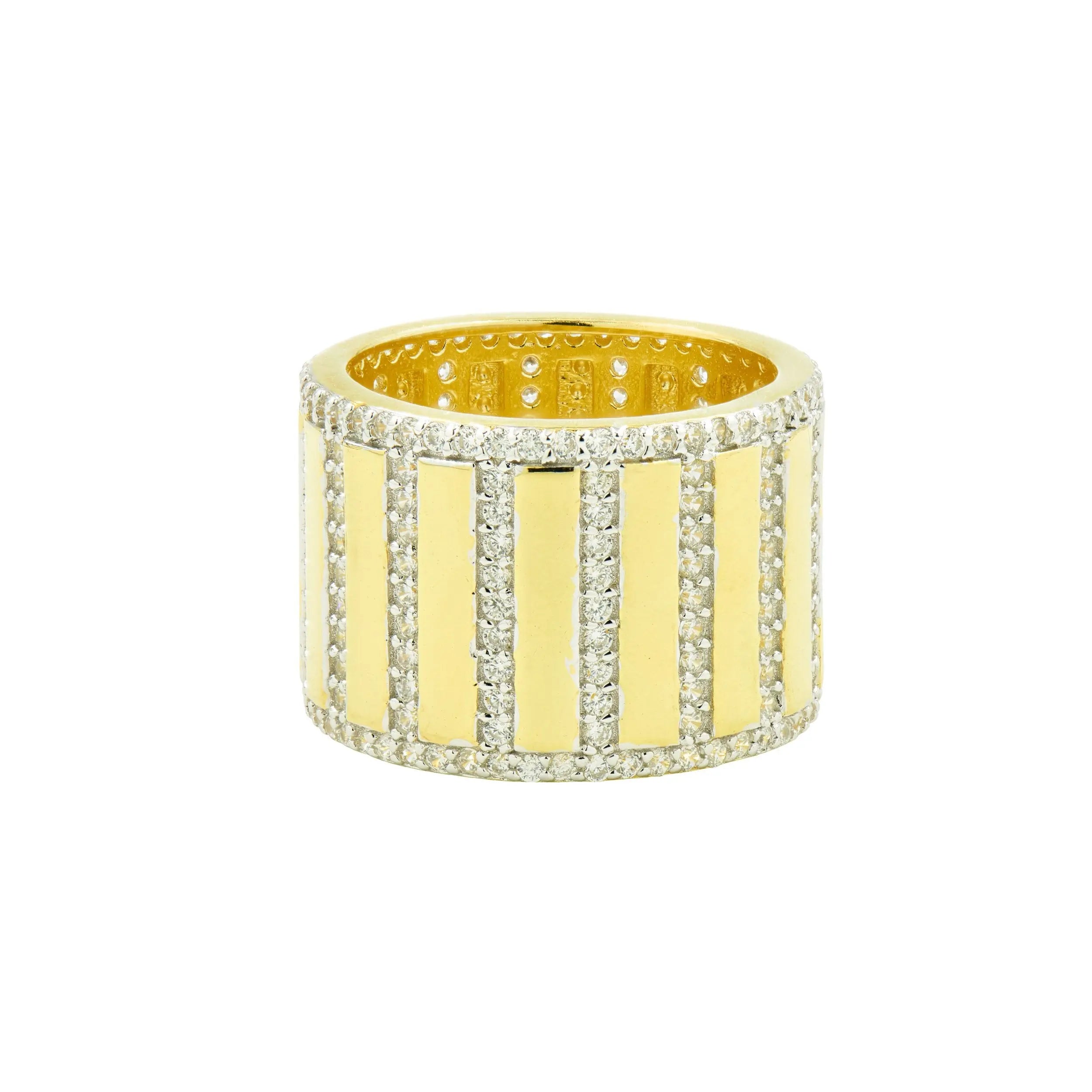 GoldSilver9 Rectangular Pavé Cigar Band Ring Radiance RING