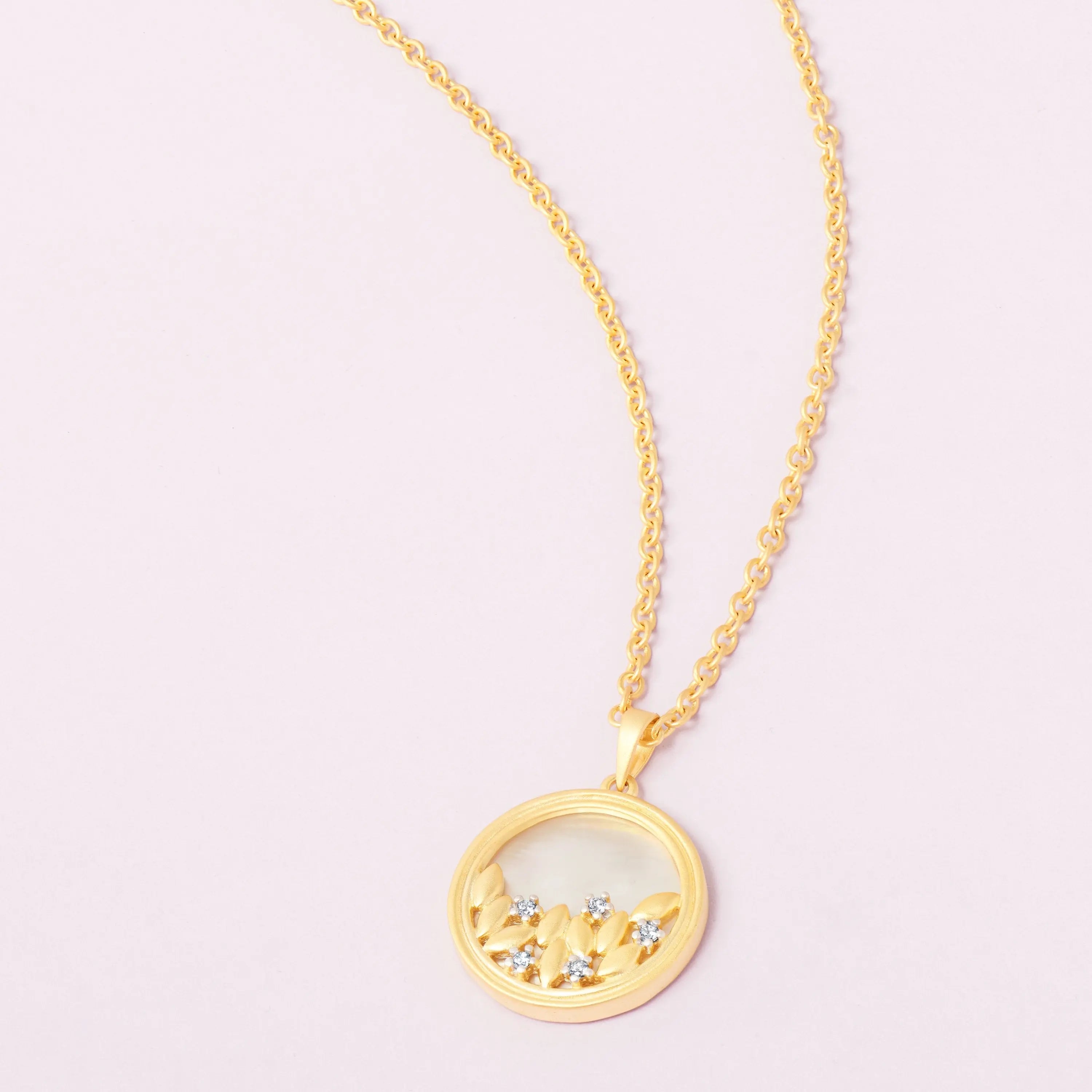 Fleur Bloom Mother of Pearl Round Pendant Necklace Fleur Bloom SHOP THE LOOK