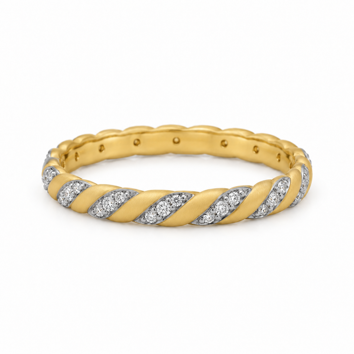 Industrial Finish Pavé Twist Band Ring