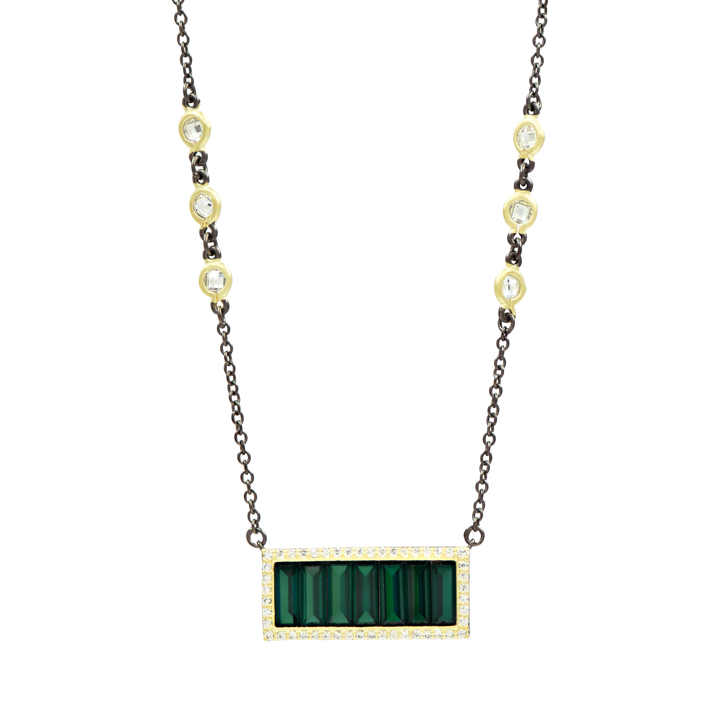 FREIDA ROTHMAN Midnight Baguette Bar Pendant Necklace