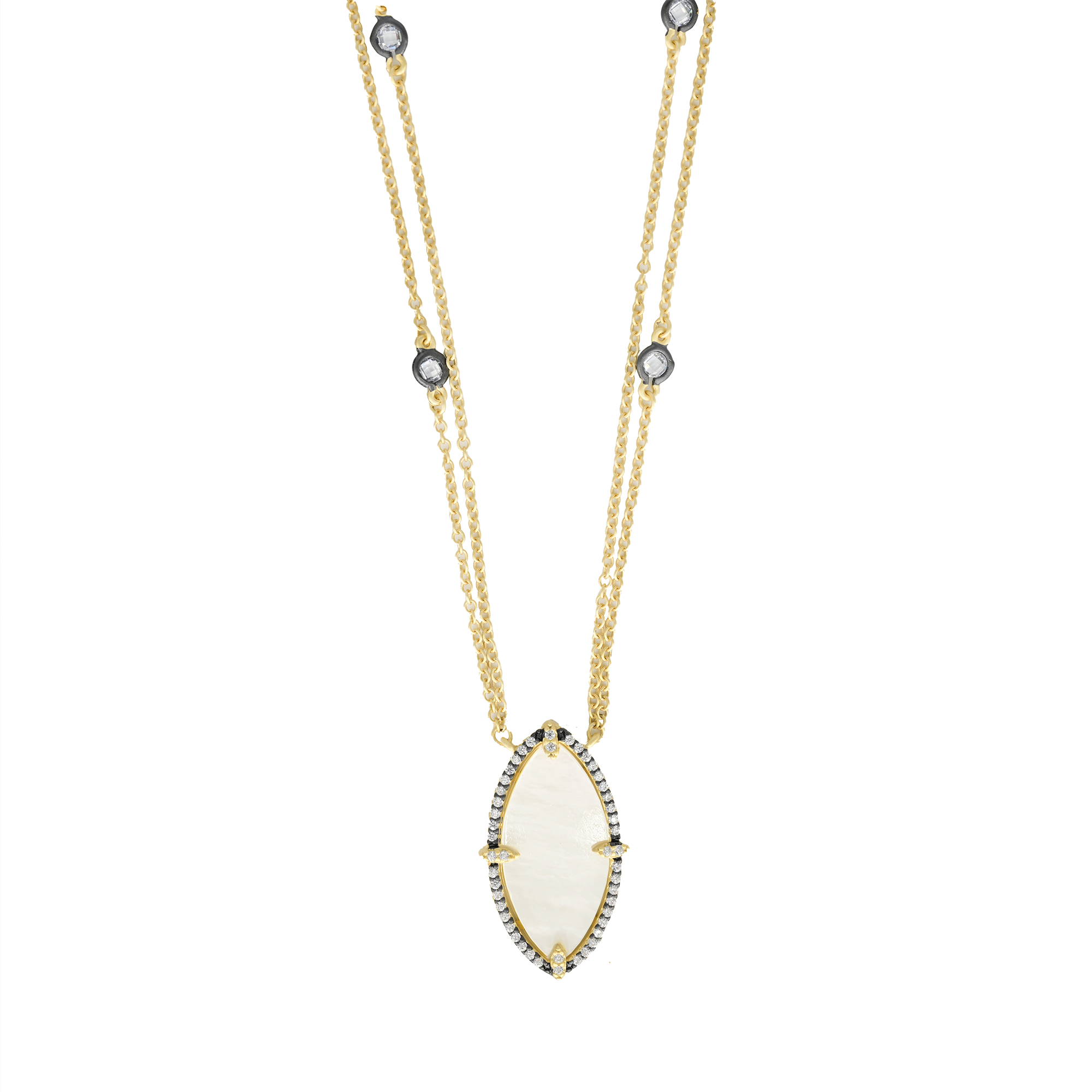Marquise Mother of Pearl Station Necklace
