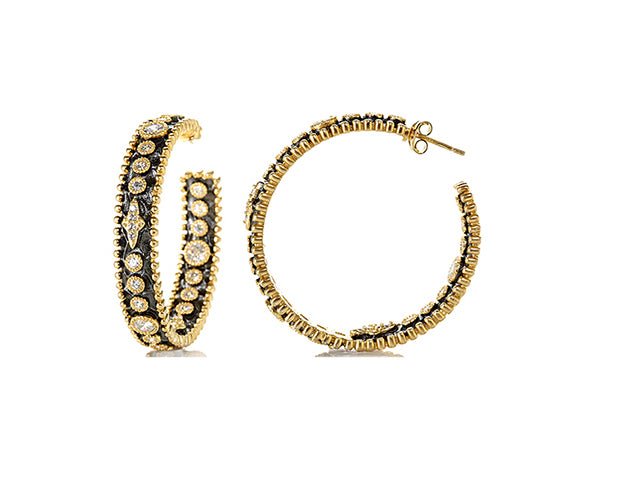 Signature Celestial Hammered Hoop Earrings - FREIDA ROTHMAN