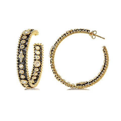 Signature Celestial Hammered Hoop Earrings - FREIDA ROTHMAN