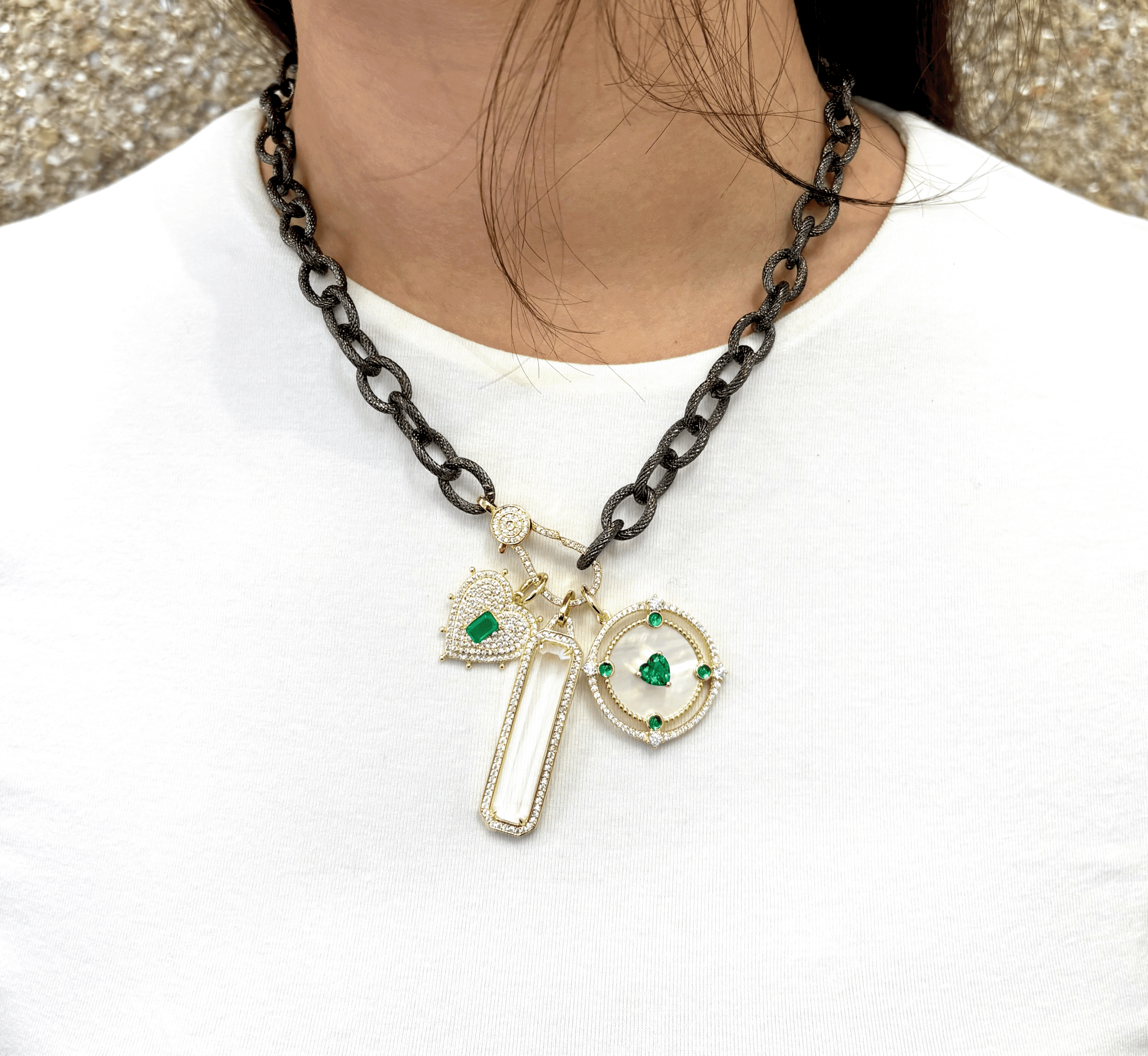 The Emerald Orbit Charm Necklace - FREIDA ROTHMAN