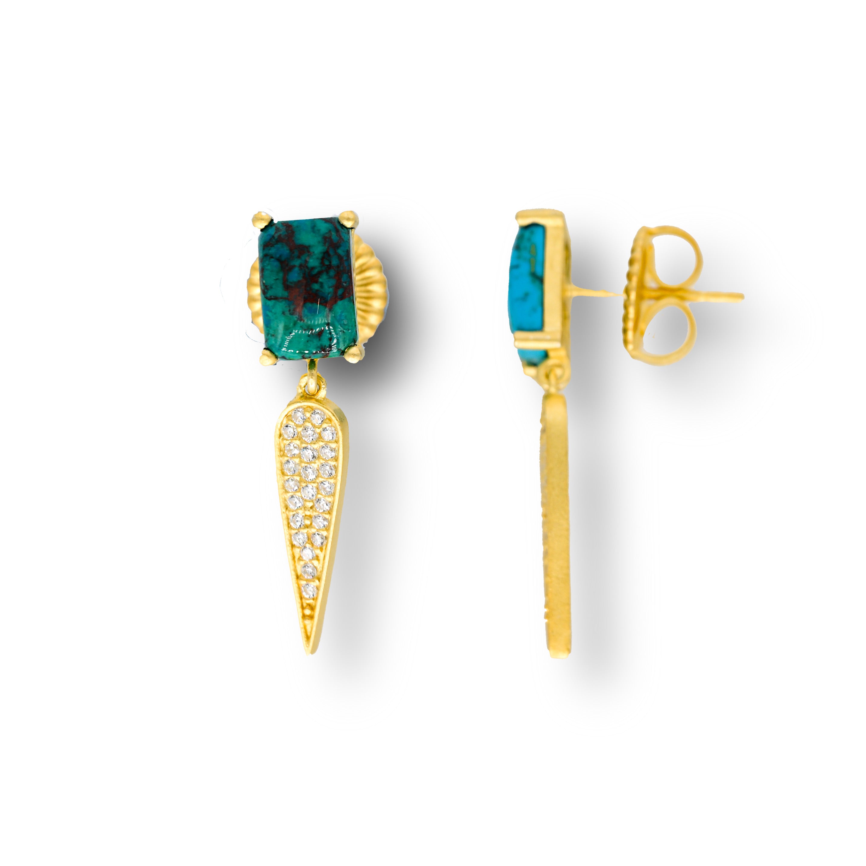 Chrysocolla at Night Earring
