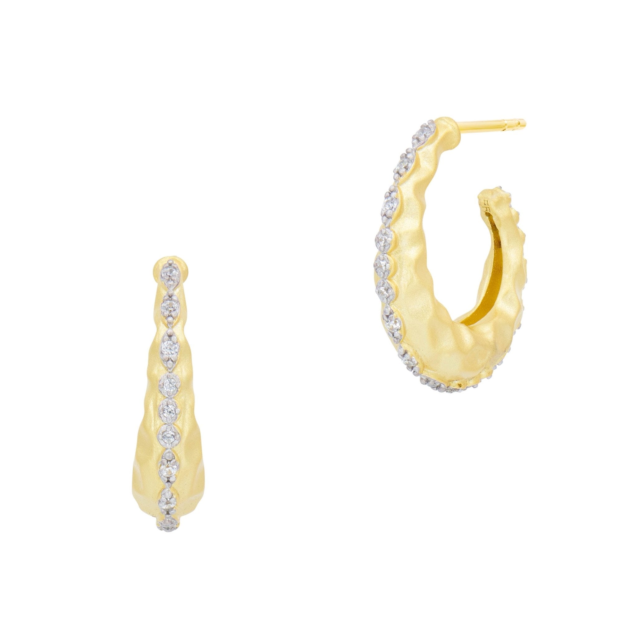 Streets in Bloom Textured Dewdrop Hoop Earrings - FREIDA ROTHMAN