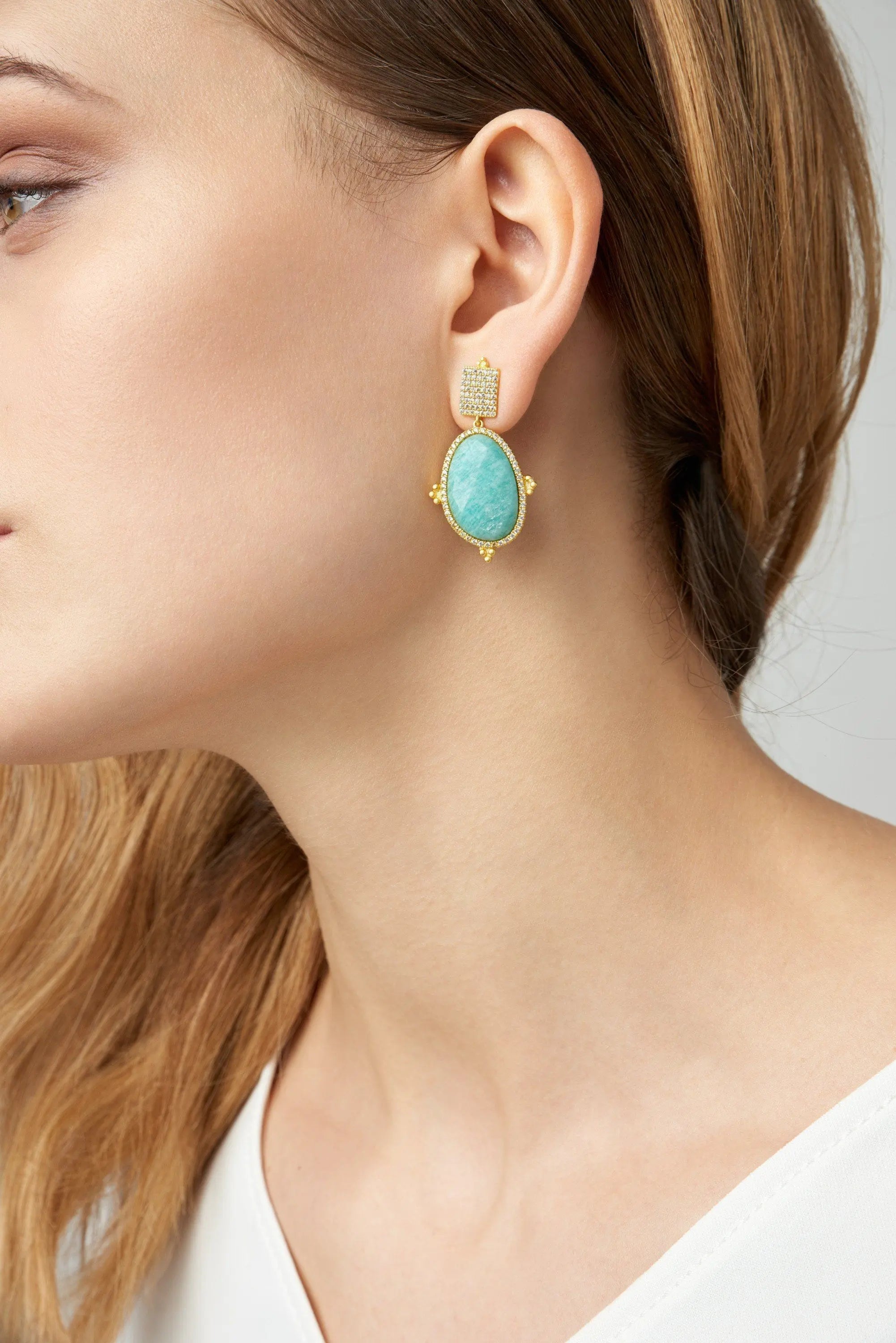 Amazonian Allure Oval Stone Drop Earring - FREIDA ROTHMAN