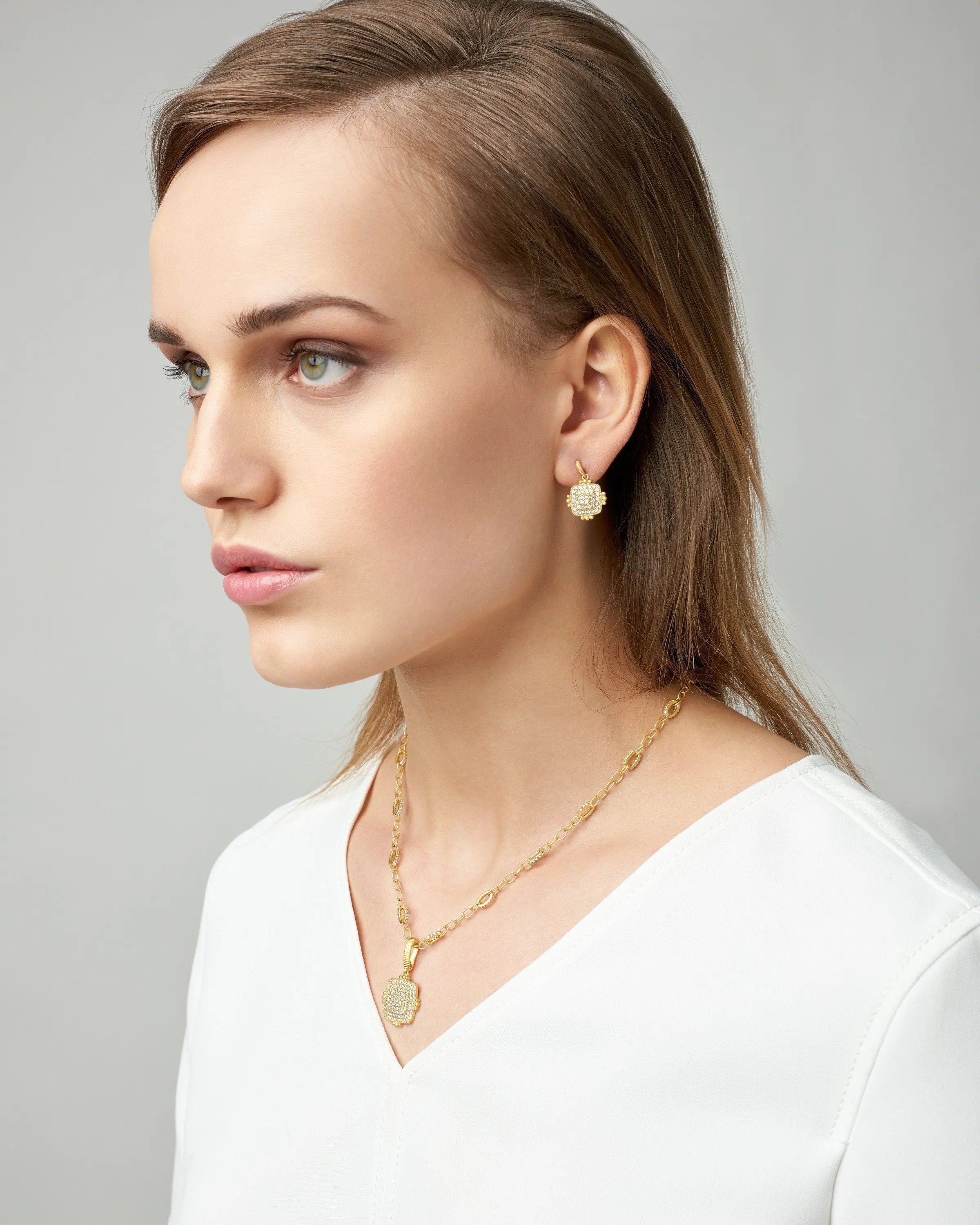 Pavê Square Chain Necklace