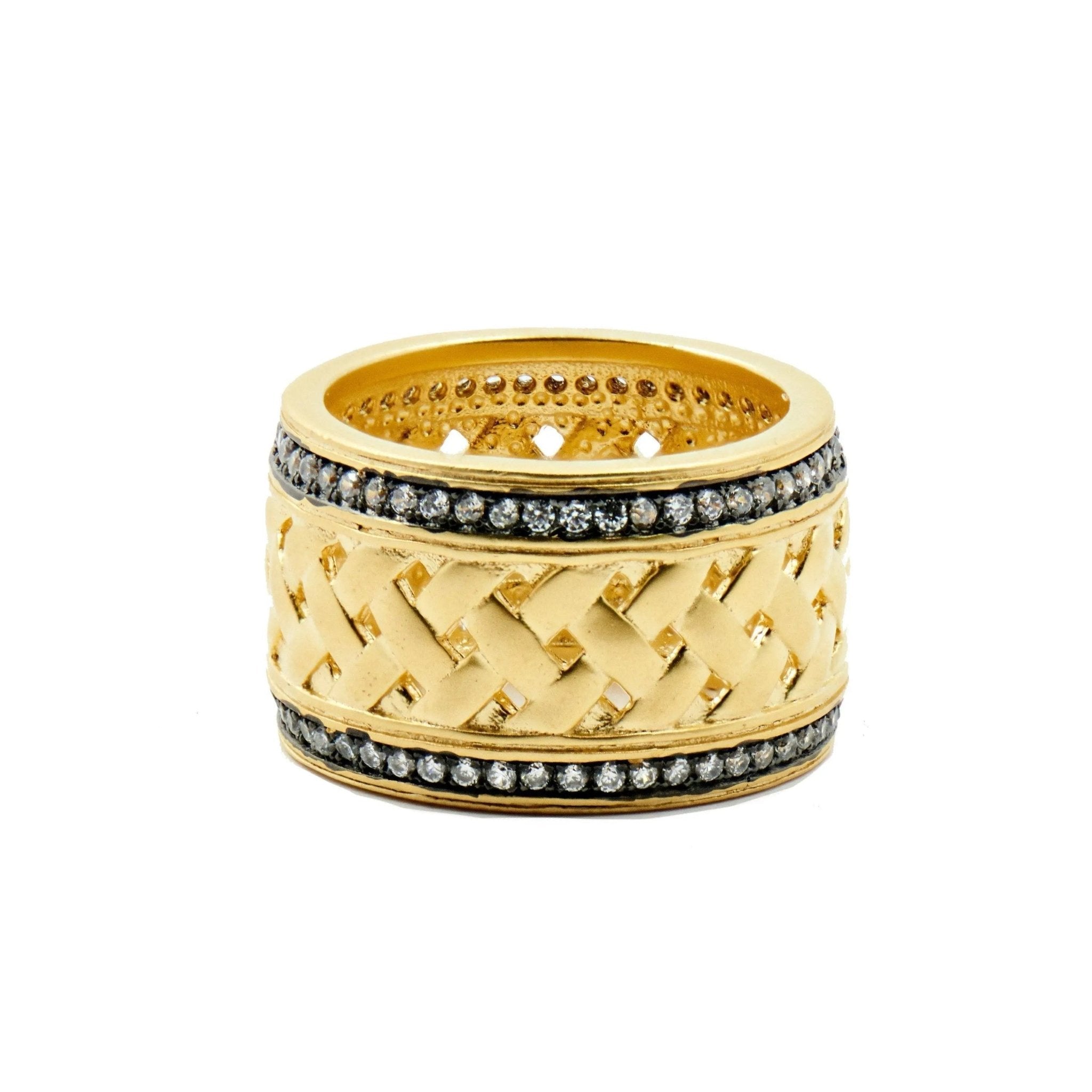 Lattice Motif Wide Band Ring - FREIDA ROTHMAN