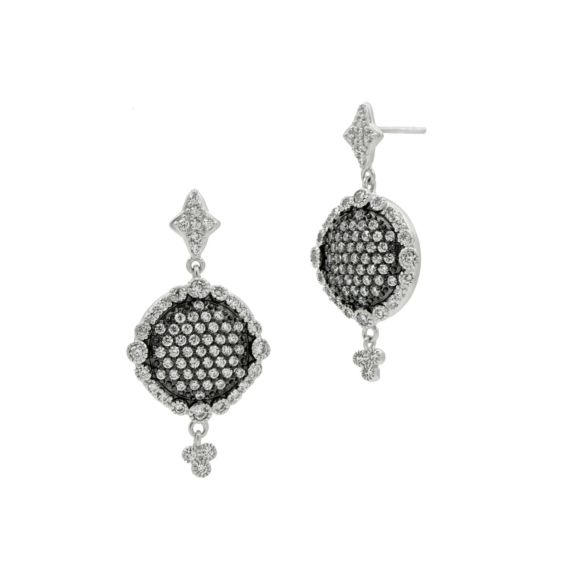 Pavé Disc Drop Earrings - FREIDA ROTHMAN