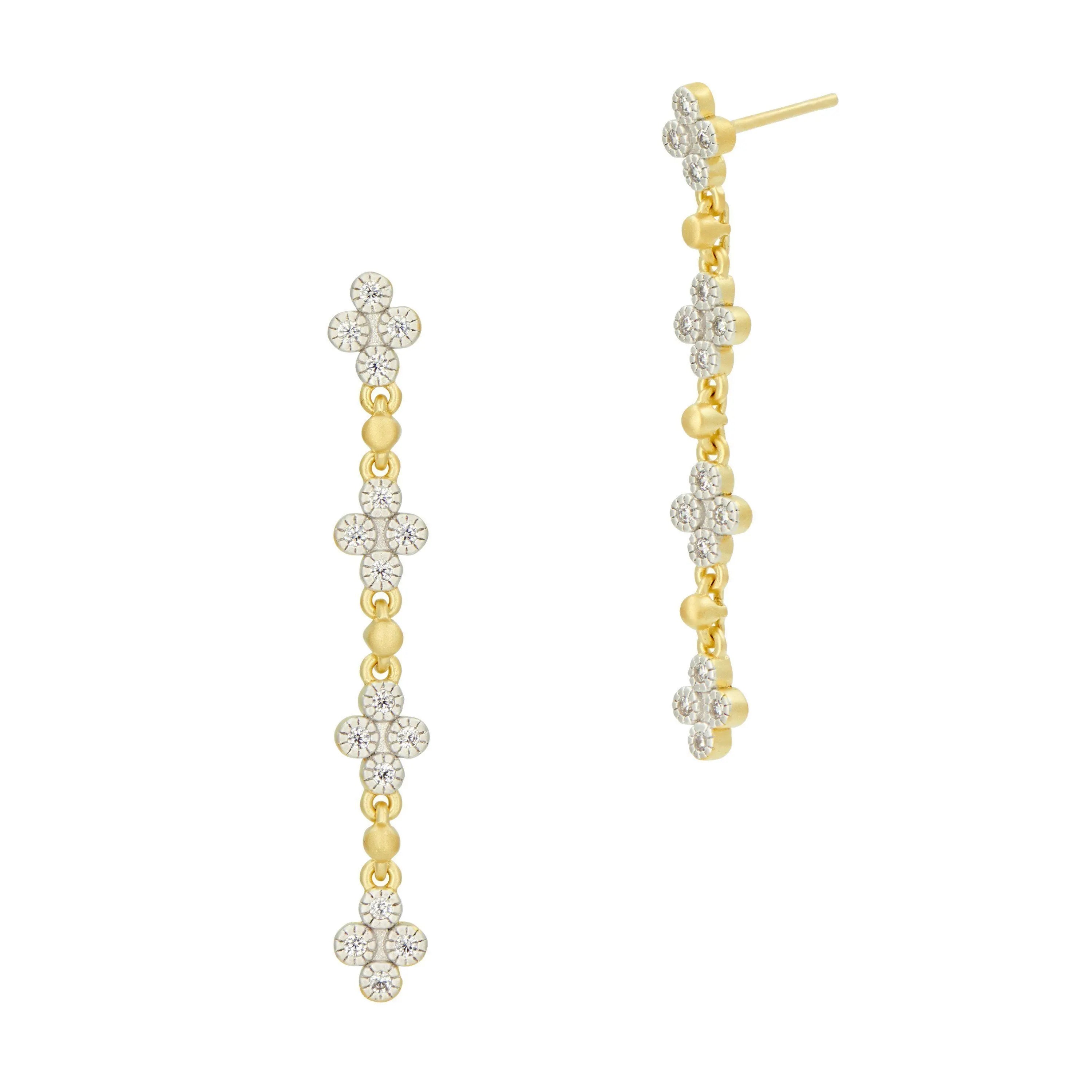 Visionary Fusion Linear Drop Clover Earrings - FREIDA ROTHMAN