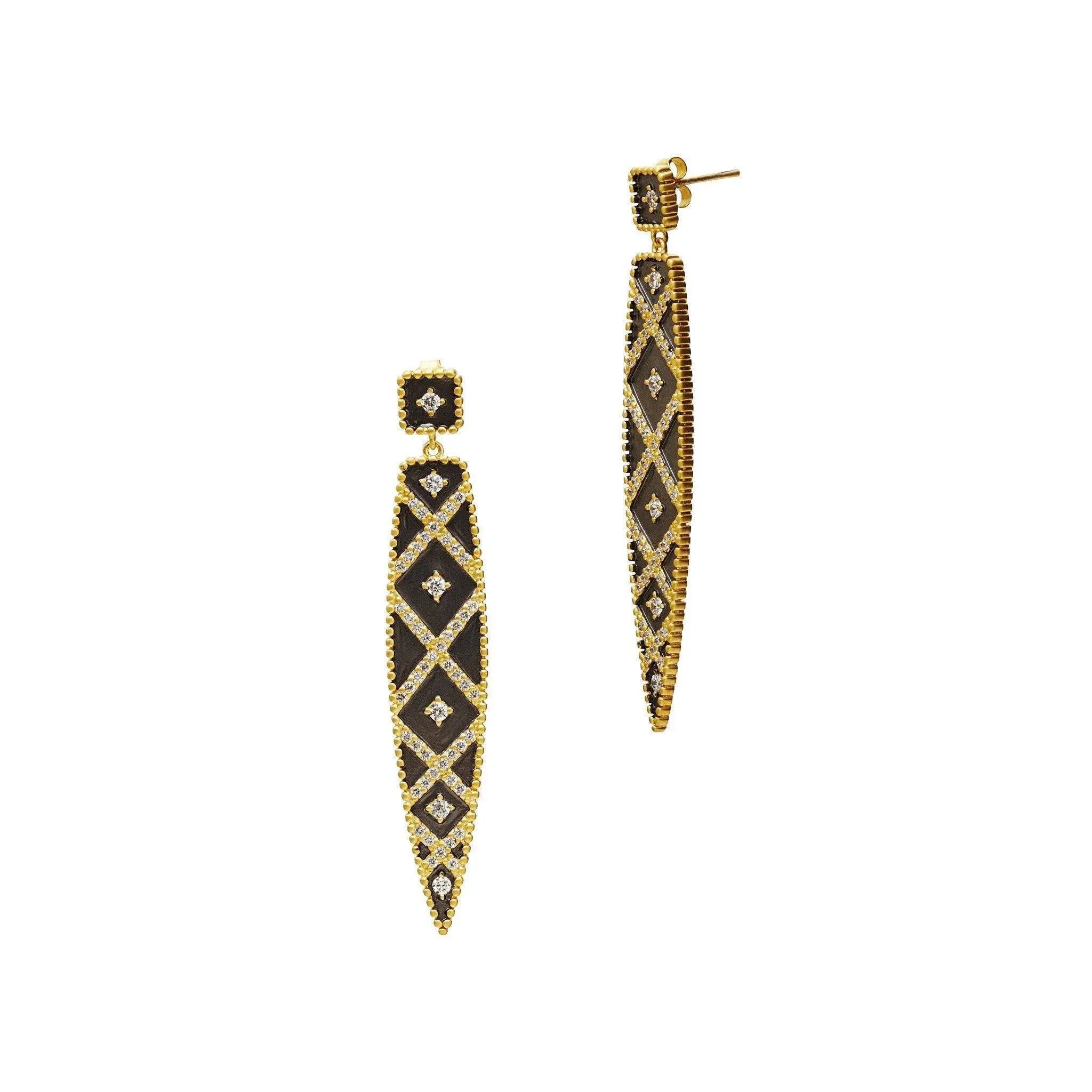 Geometric Stripe Spear Drop Earrings - FREIDA ROTHMAN