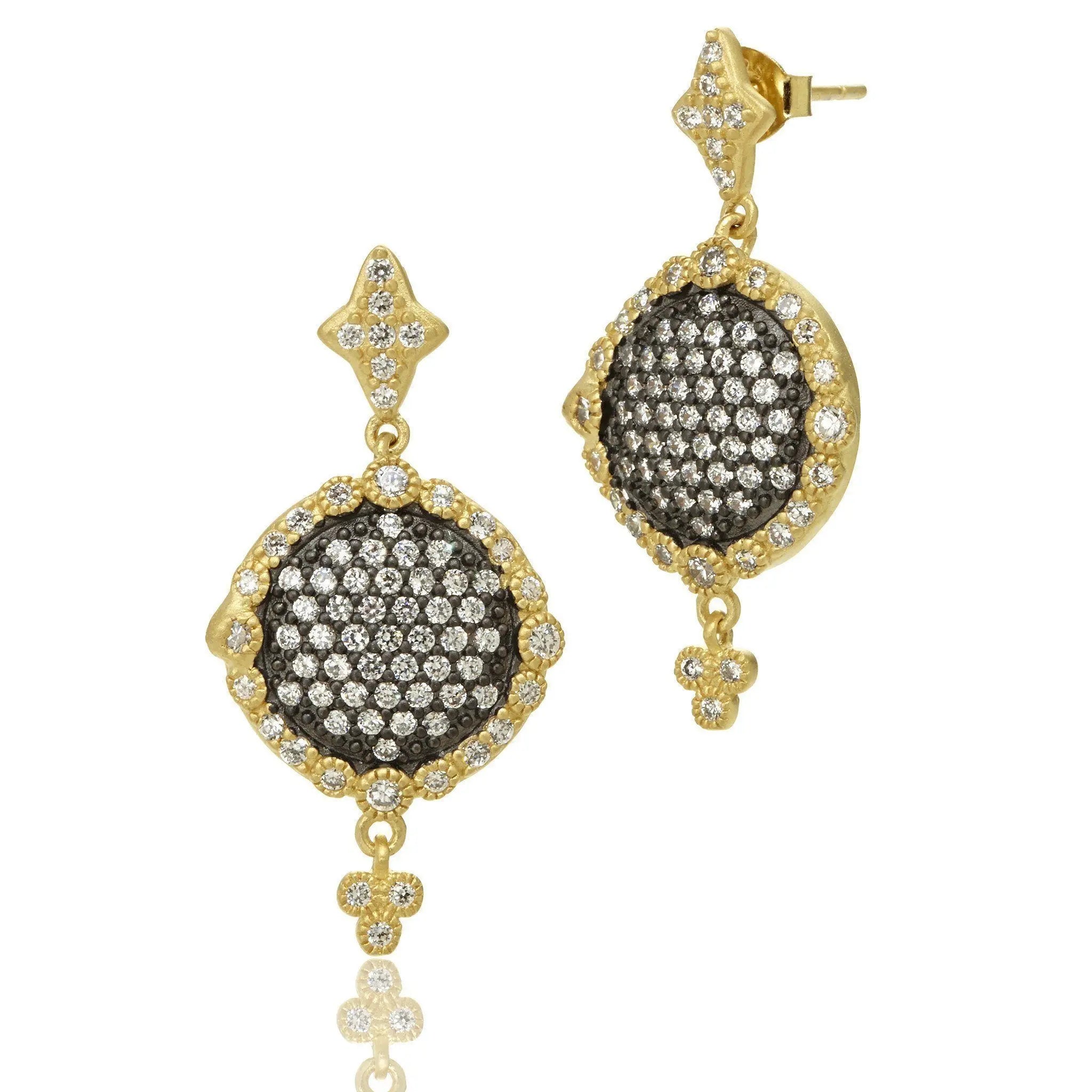 Pavé Disc Drop Earrings - FREIDA ROTHMAN