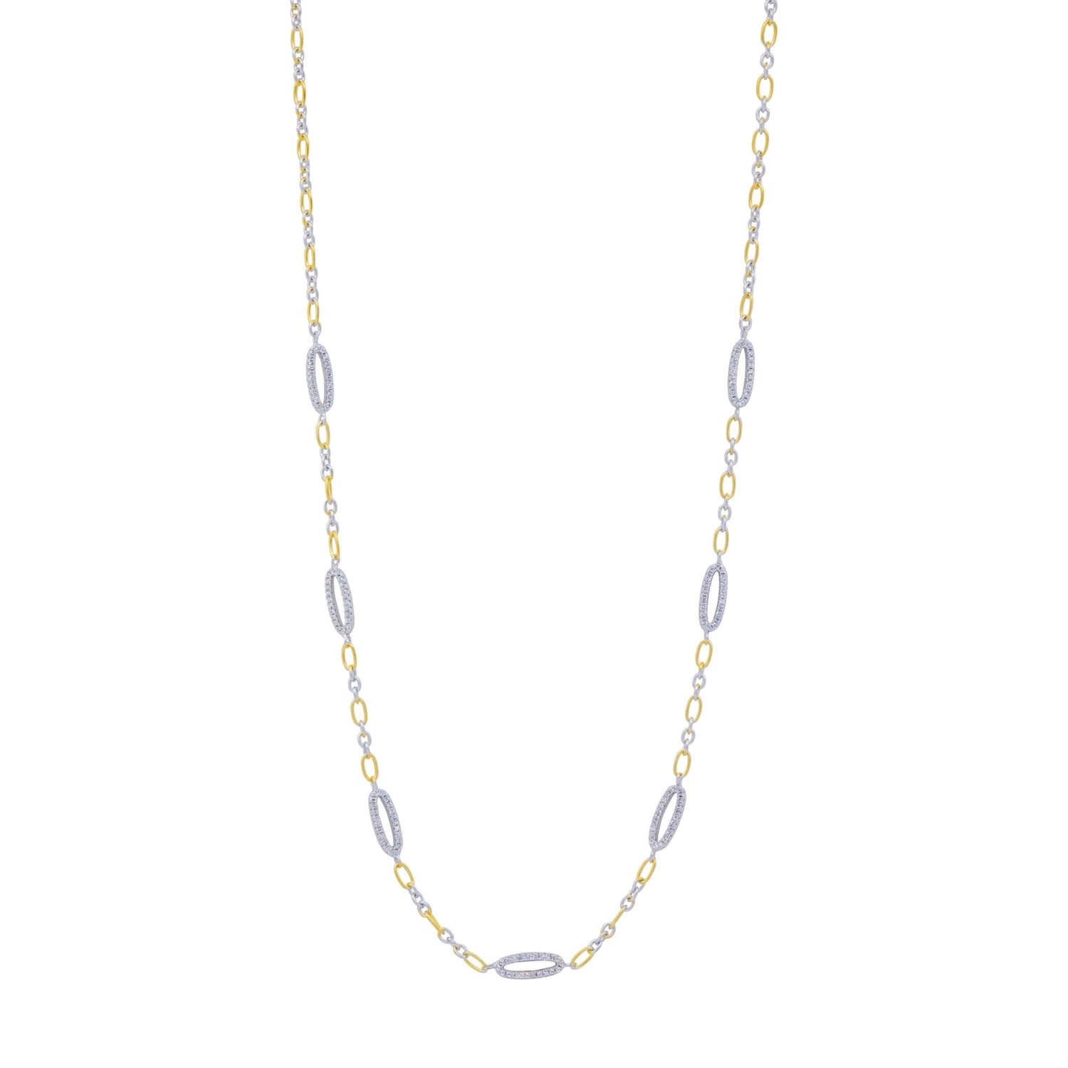 Signature Oval Pavé Station Short Chain Link Necklace - FREIDA ROTHMAN