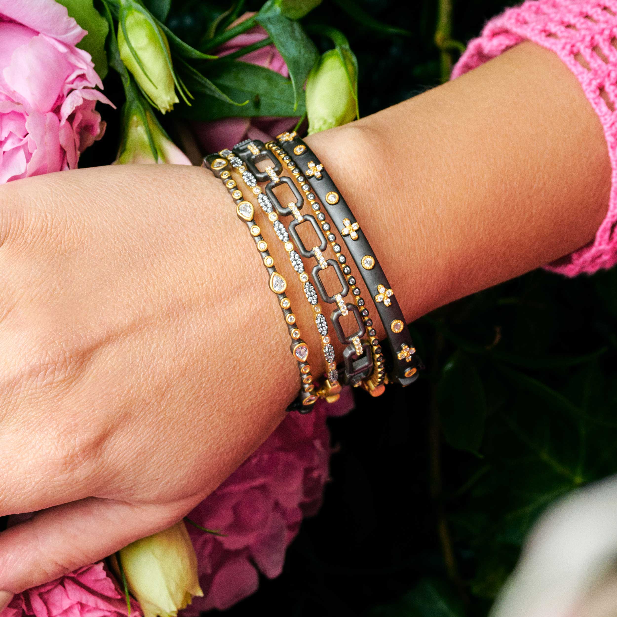 Marquise Pavé Thin Hinge Bangle