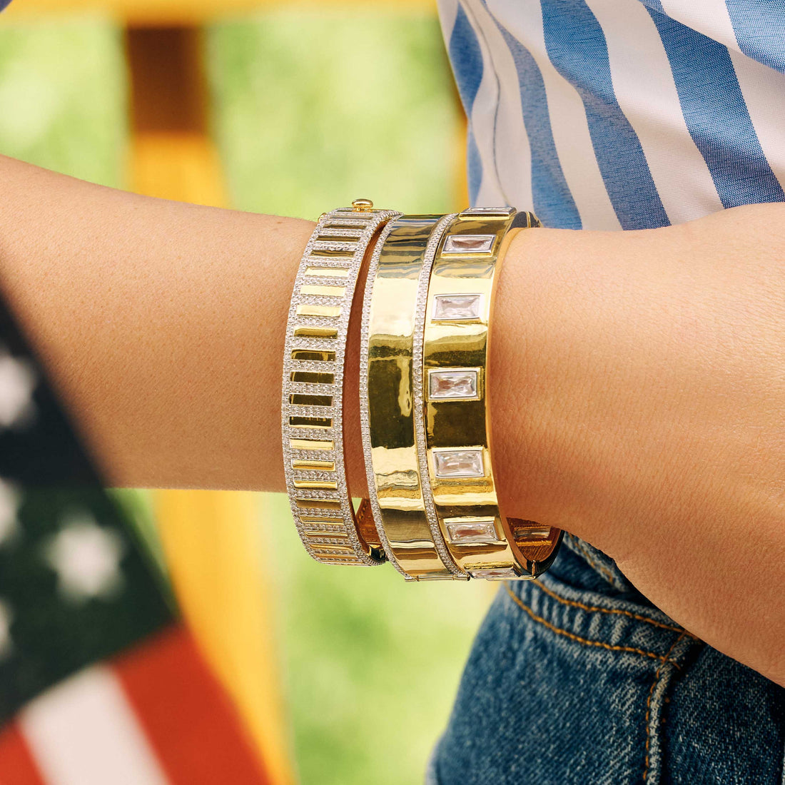 Illuminating Wide Hinge Bangle - FREIDA ROTHMAN