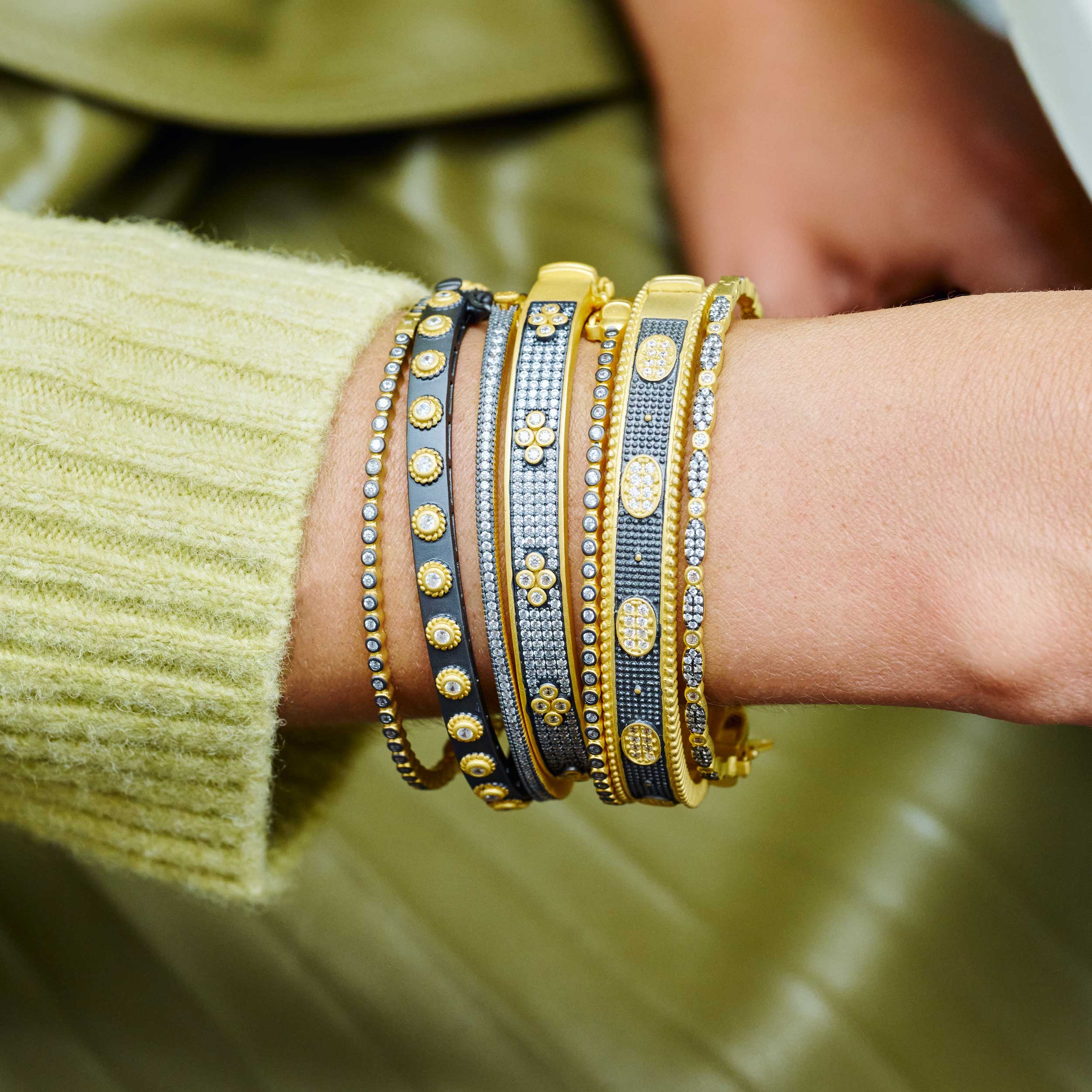 Stack This! Oval Eternity Hinged Bangle - FREIDA ROTHMAN