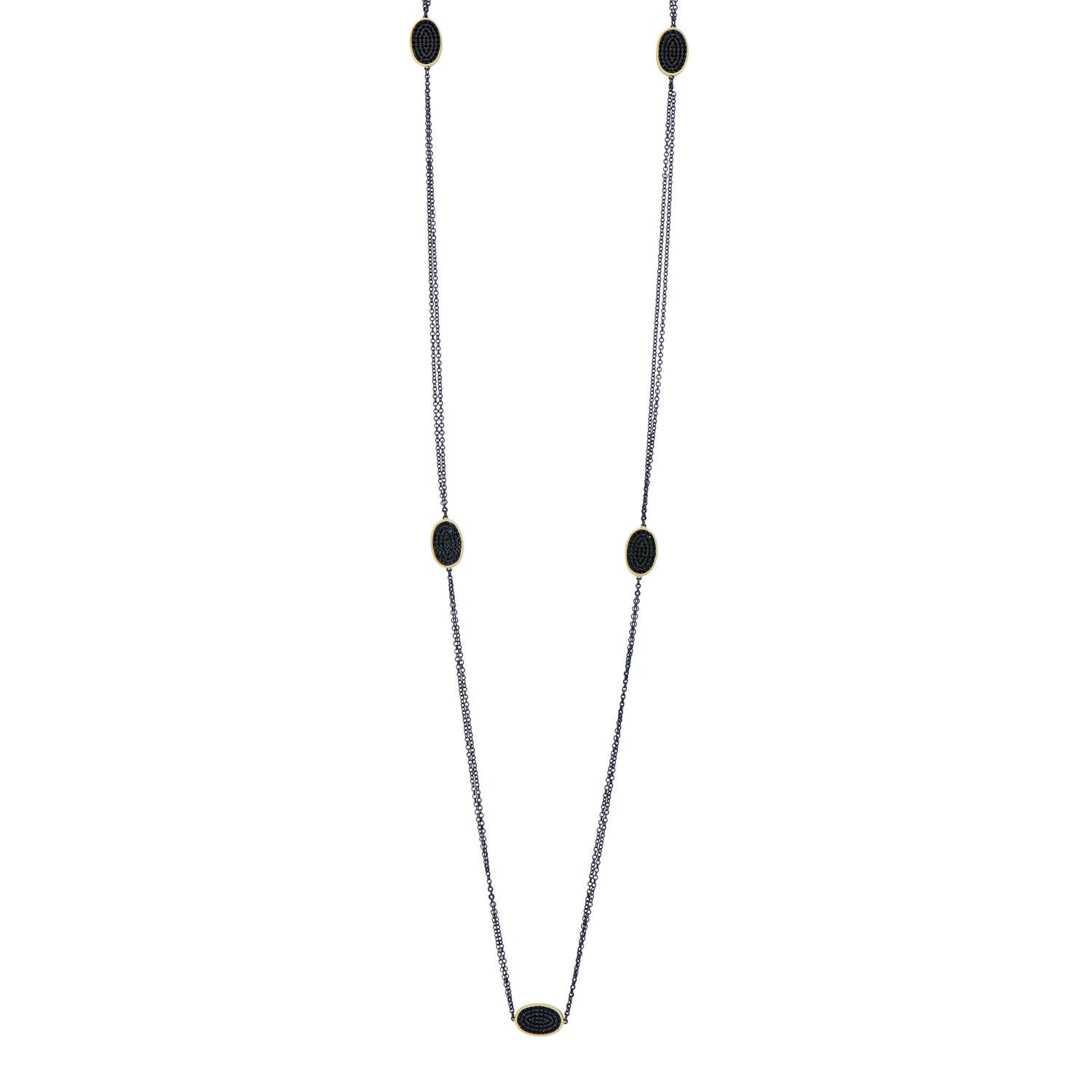 Industrial Finish Oval Cobblestone Station Necklace