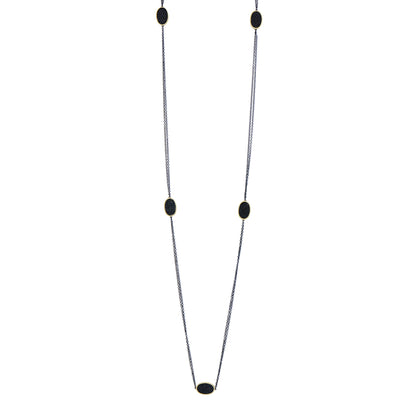 Industrial Finish Oval Cobblestone Station Necklace