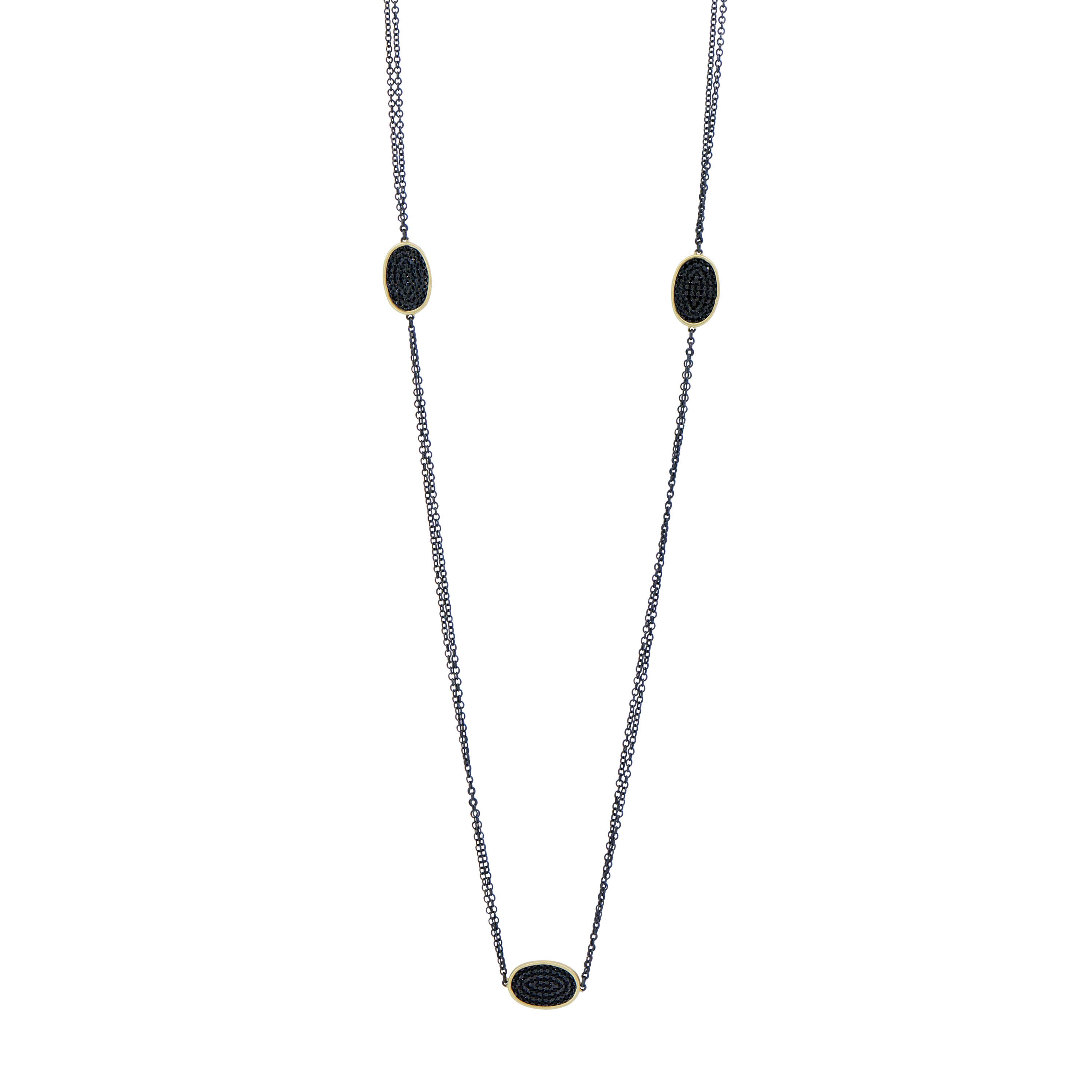 Industrial Finish Oval Cobblestone Station Necklace