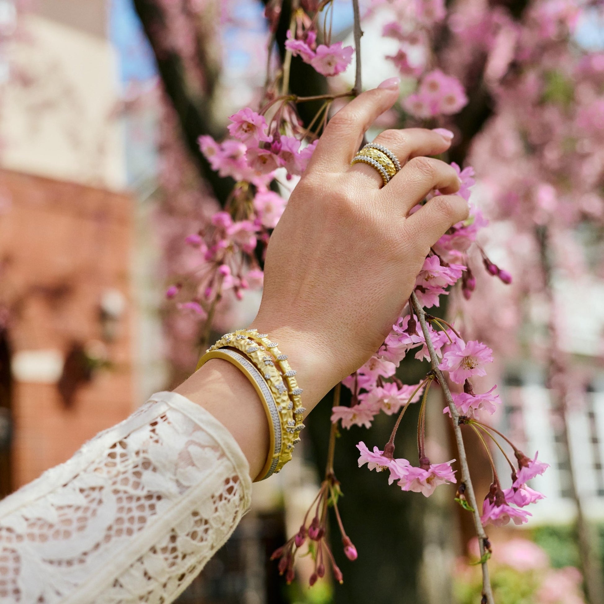 Petals in Bloom Textured Hinge Bracelet - FREIDA ROTHMAN