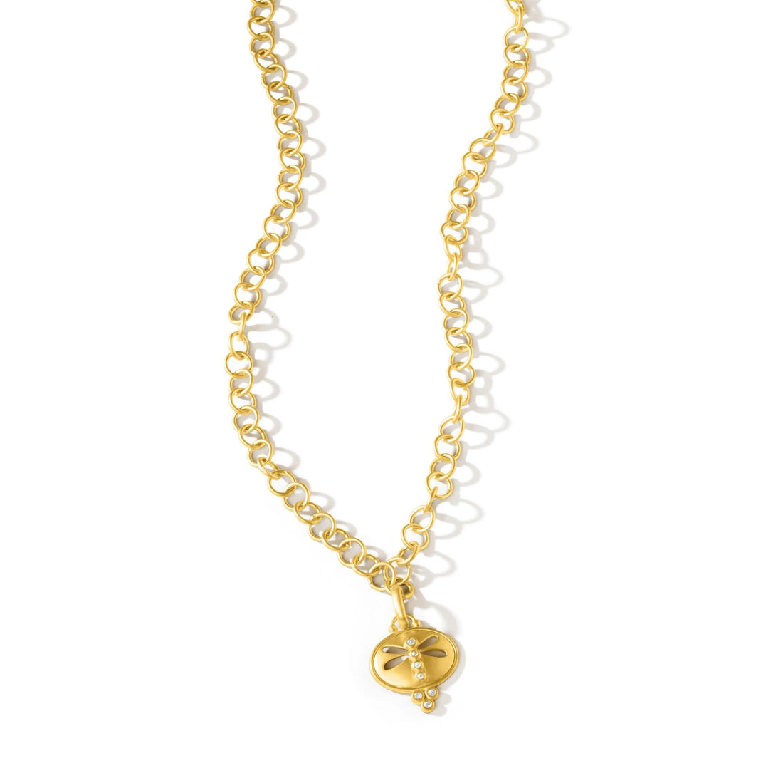 Dragonfly Oval Disc Chain Link Necklace - FREIDA ROTHMAN