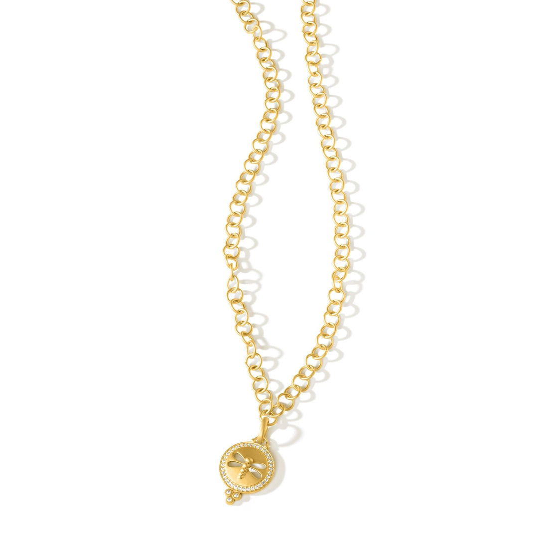 Dragonfly Round Disc Chain Link Necklace - FREIDA ROTHMAN