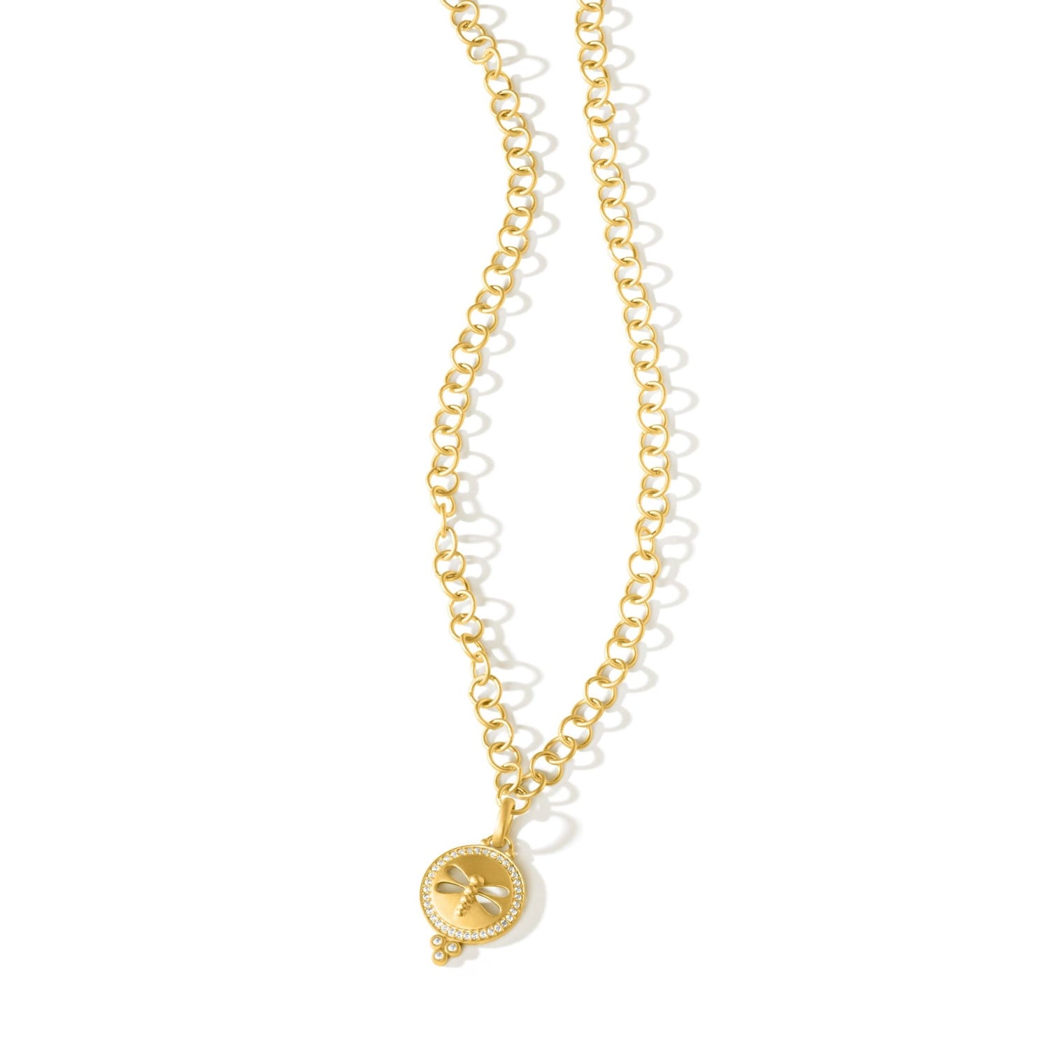 Dragonfly Round Disc Chain Link Necklace - FREIDA ROTHMAN