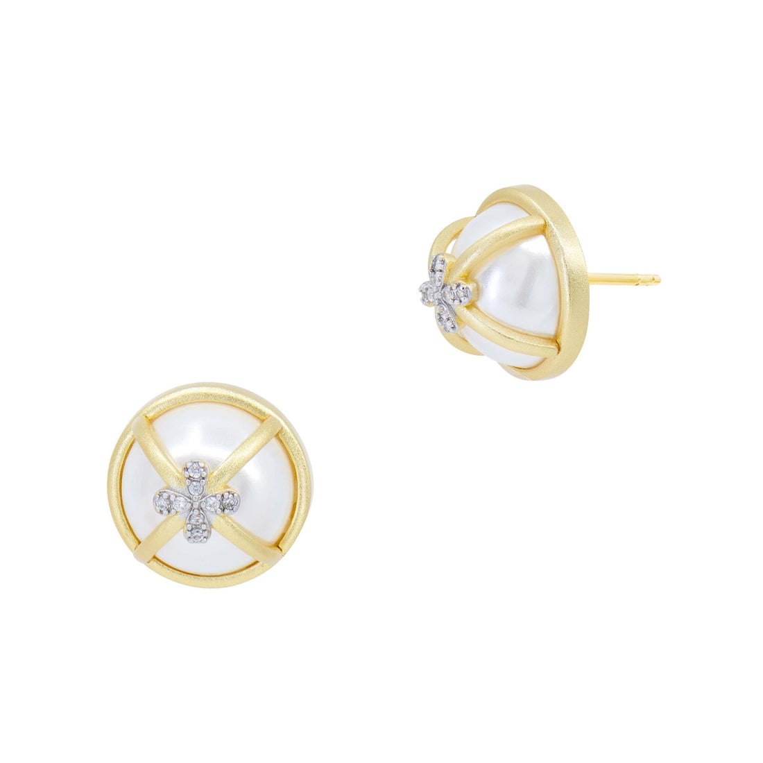 Garden of Grit Mother of Pearl Dome Stud Earrings - FREIDA ROTHMAN