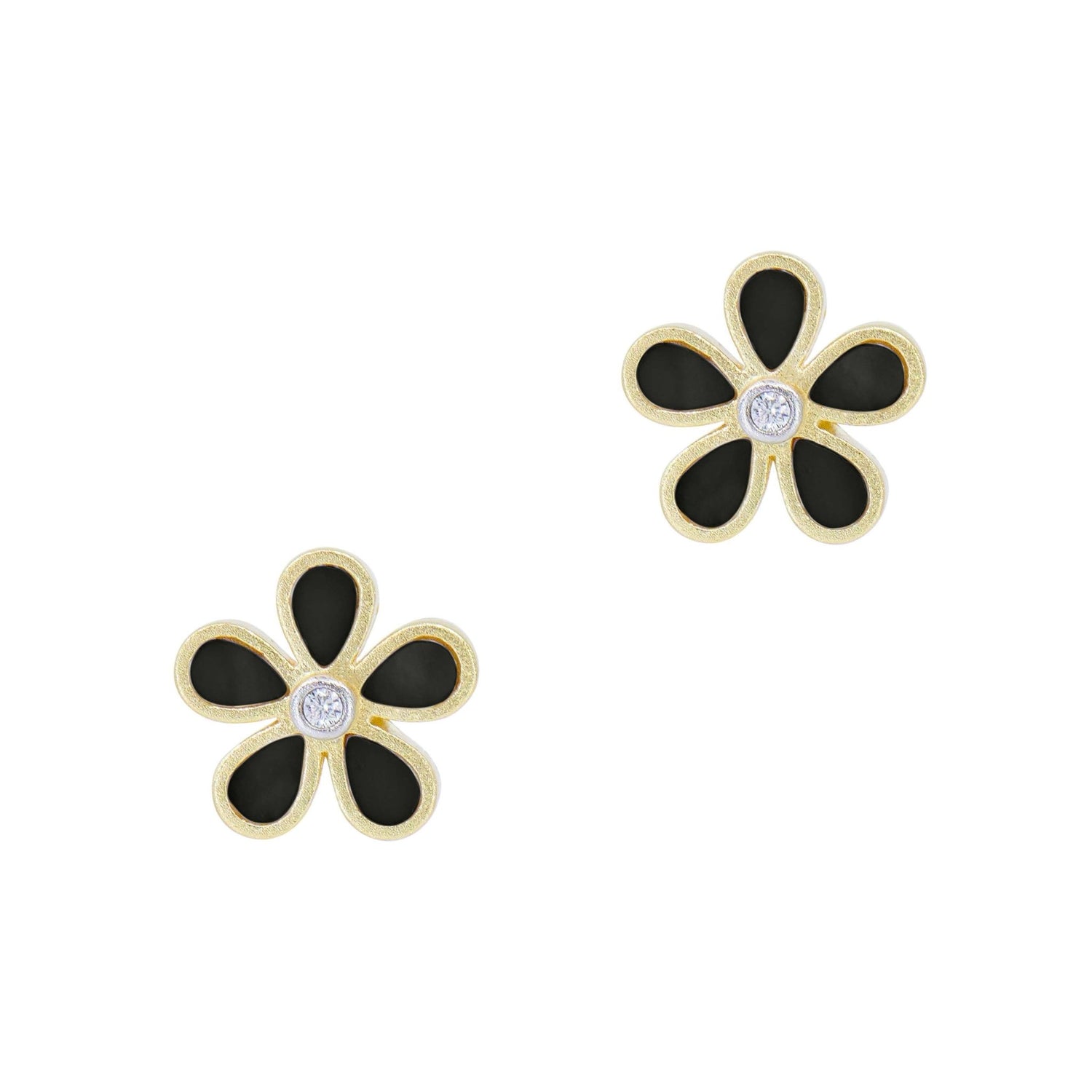 City Onyx Petal Stud Earrings - FREIDA ROTHMAN