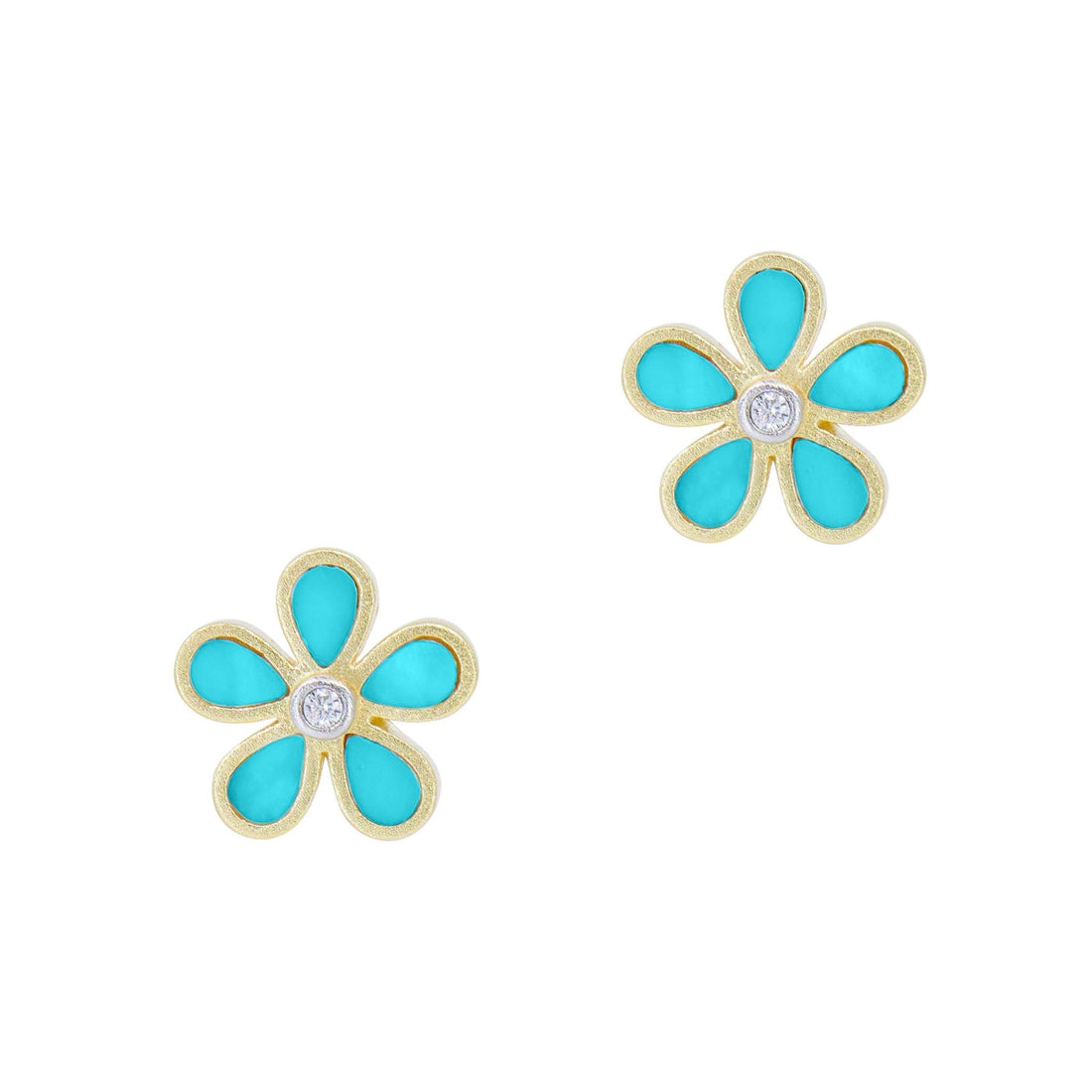City Turquoise Petal Stud Earrings - FREIDA ROTHMAN