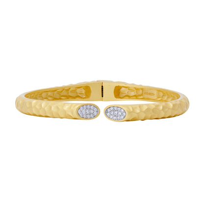 City Pavé Edge Hammered Cuff - FREIDA ROTHMAN