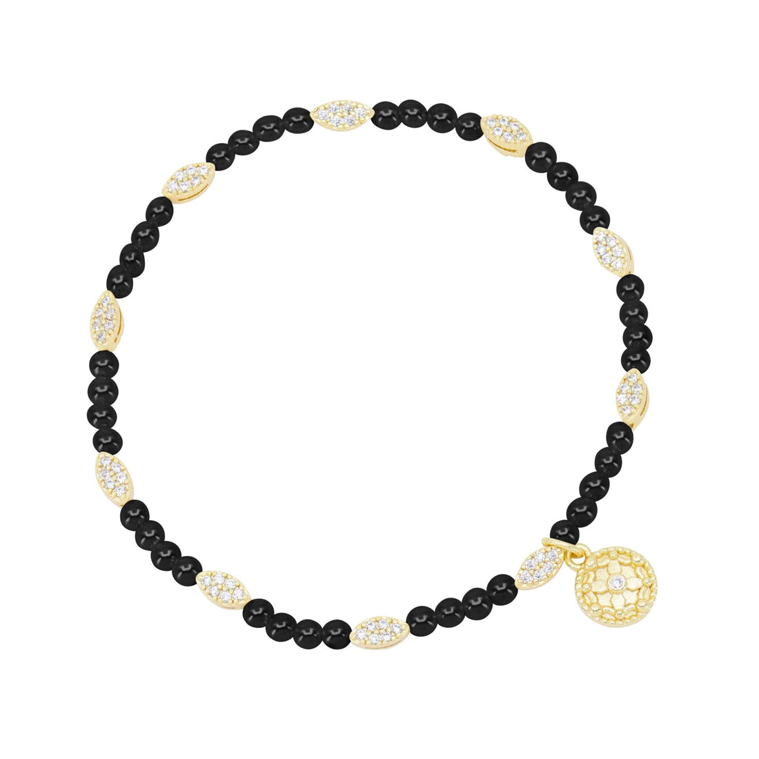 City Petals Onyx Beaded Stretch Bracelet - FREIDA ROTHMAN