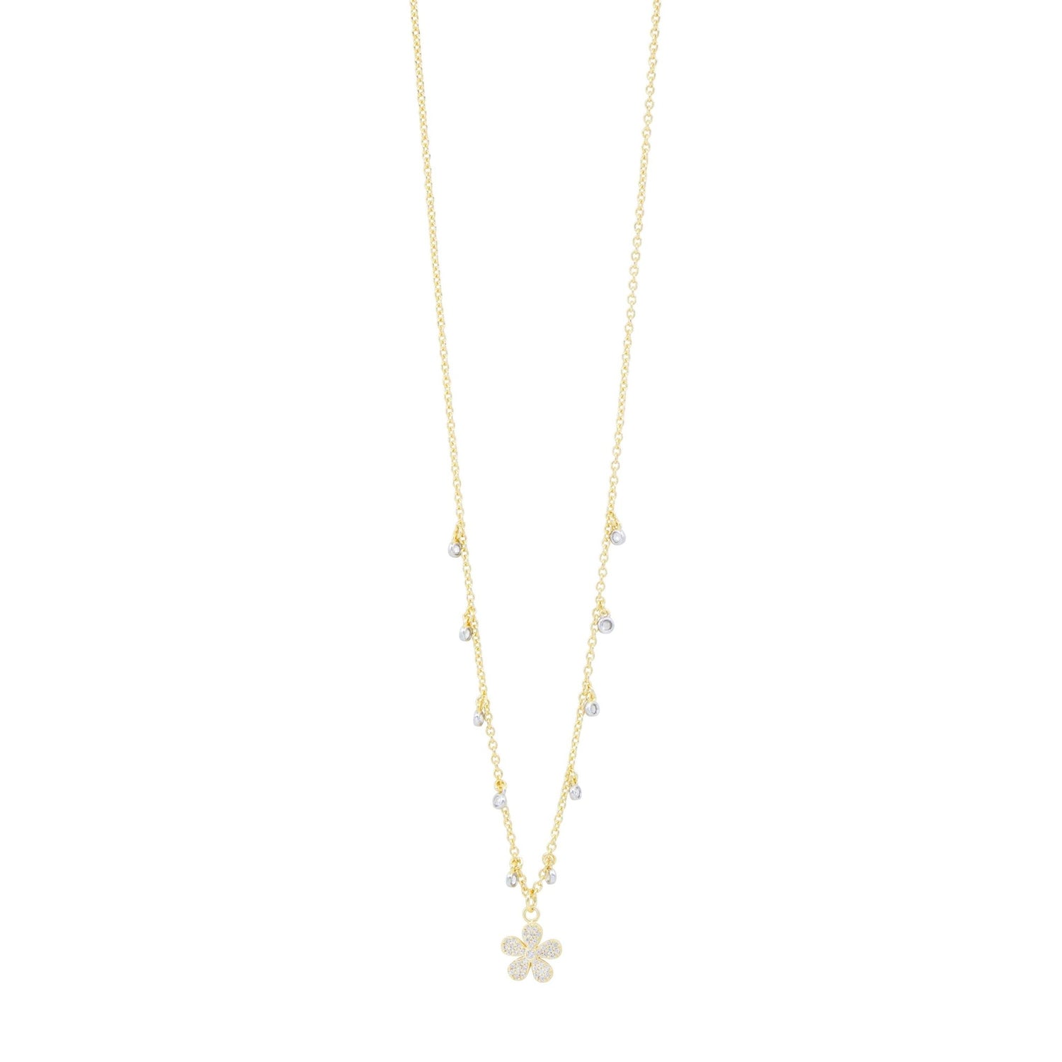 City Pavé Petal Studded Charm Necklace - FREIDA ROTHMAN