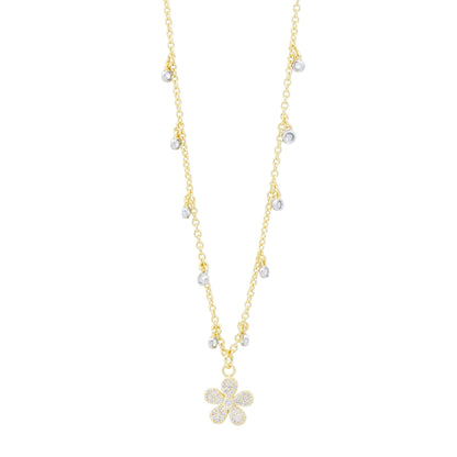 City Pavé Petal Studded Charm Necklace - FREIDA ROTHMAN