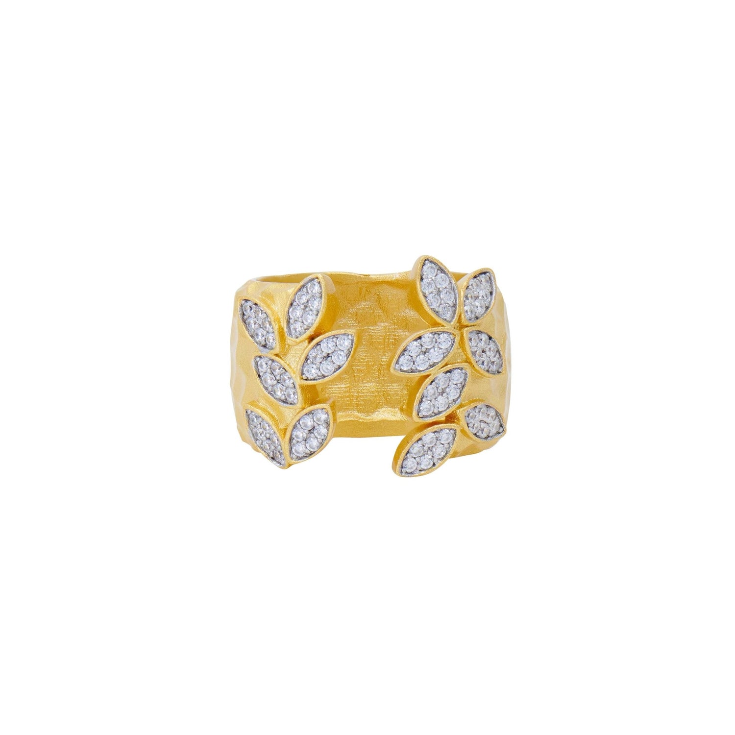 City Petals Hammered Wide Cuff Ring - FREIDA ROTHMAN