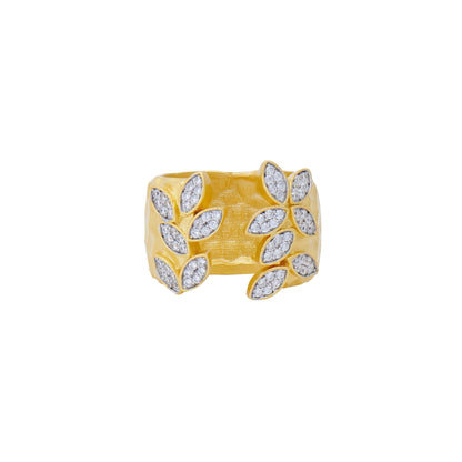 City Petals Hammered Wide Cuff Ring - FREIDA ROTHMAN