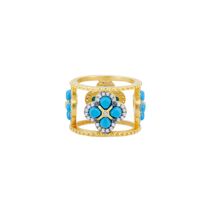 Brooklyn in Bloom Turquoise Clover Pavé Ring - FREIDA ROTHMAN