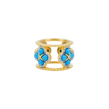 Brooklyn in Bloom Turquoise Clover Pavé Ring - FREIDA ROTHMAN