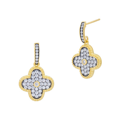 Brooklyn Mosaic Clover Pavé Drop Earrings - FREIDA ROTHMAN