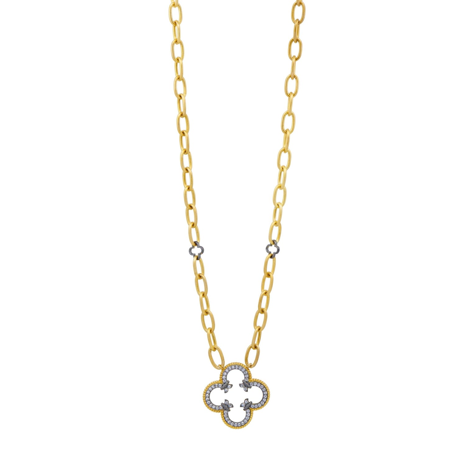 Brooklyn Mosaic Open Clover Chain Link Necklace - FREIDA ROTHMAN
