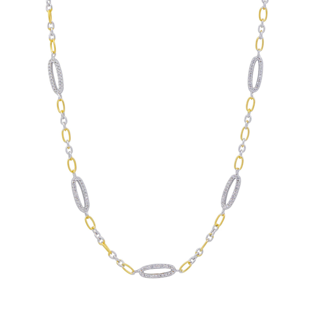 Signature Oval Pavé Station Short Chain Link Necklace - FREIDA ROTHMAN