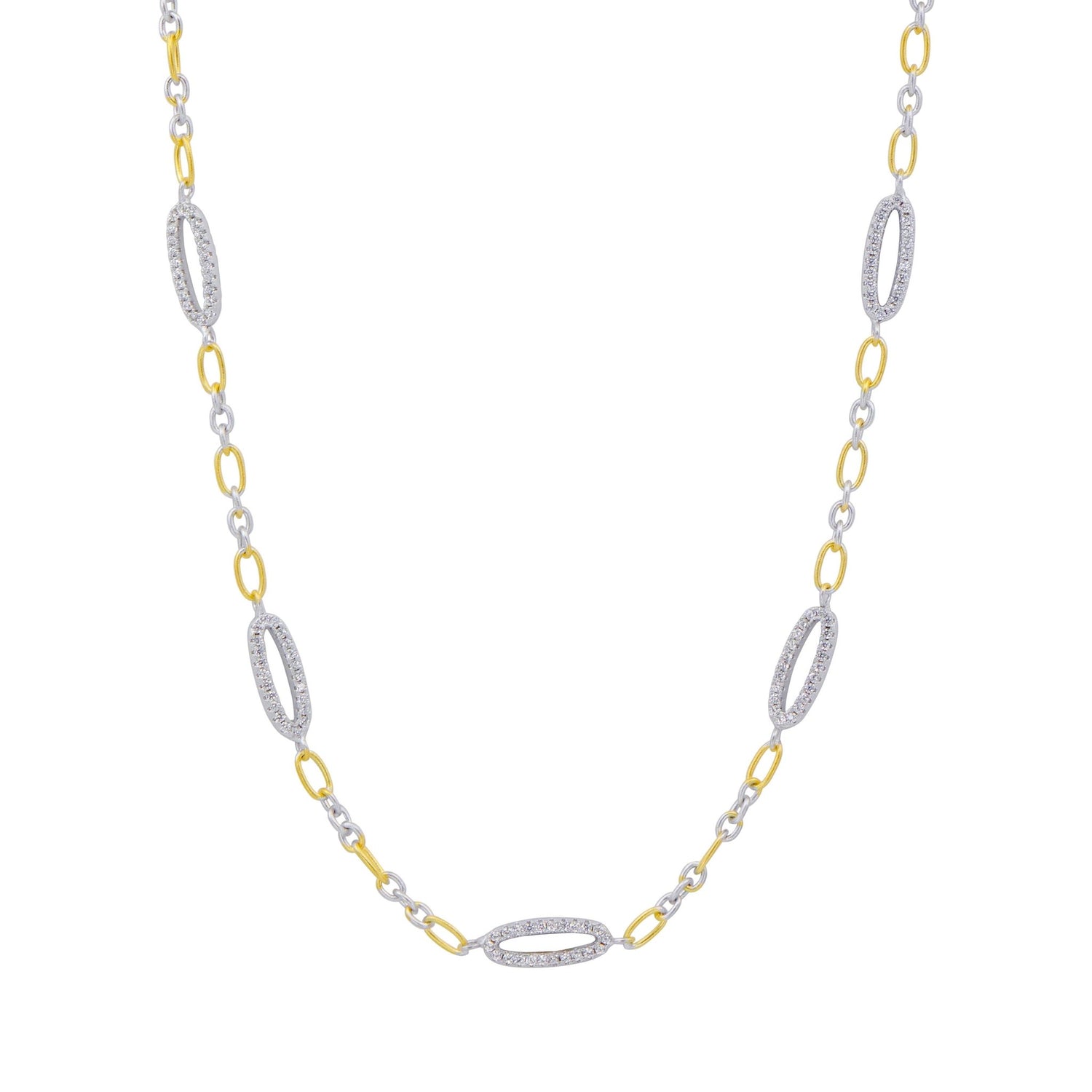 Signature Oval Pavé Station Short Chain Link Necklace