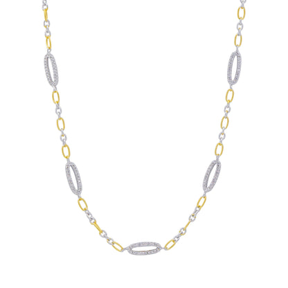 Signature Oval Pavé Station Short Chain Link Necklace