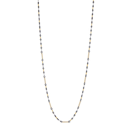 Signature Tri - Tone Pavé Station Bar Link Necklace - FREIDA ROTHMAN