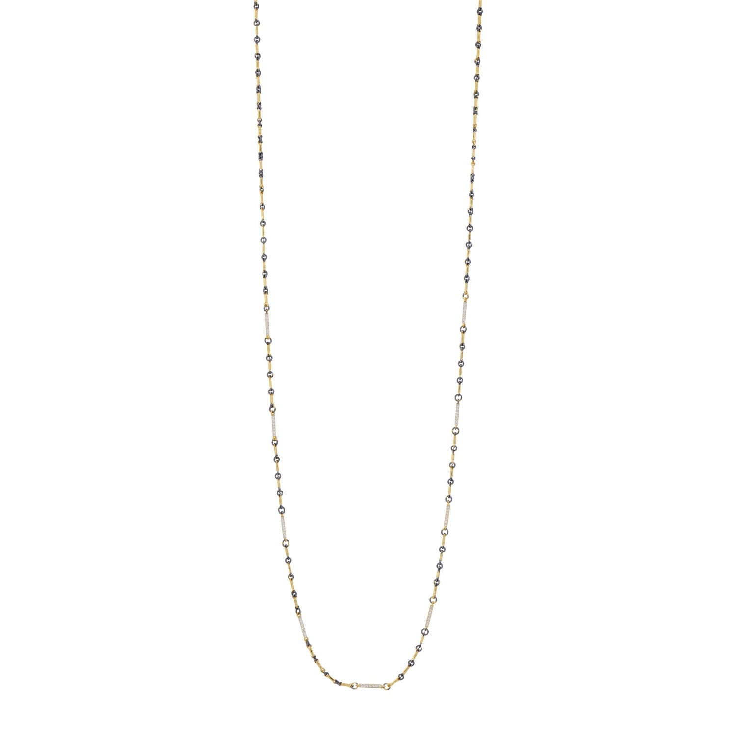 Signature Two - Tone Pavé Station Bar Link Necklace - FREIDA ROTHMAN