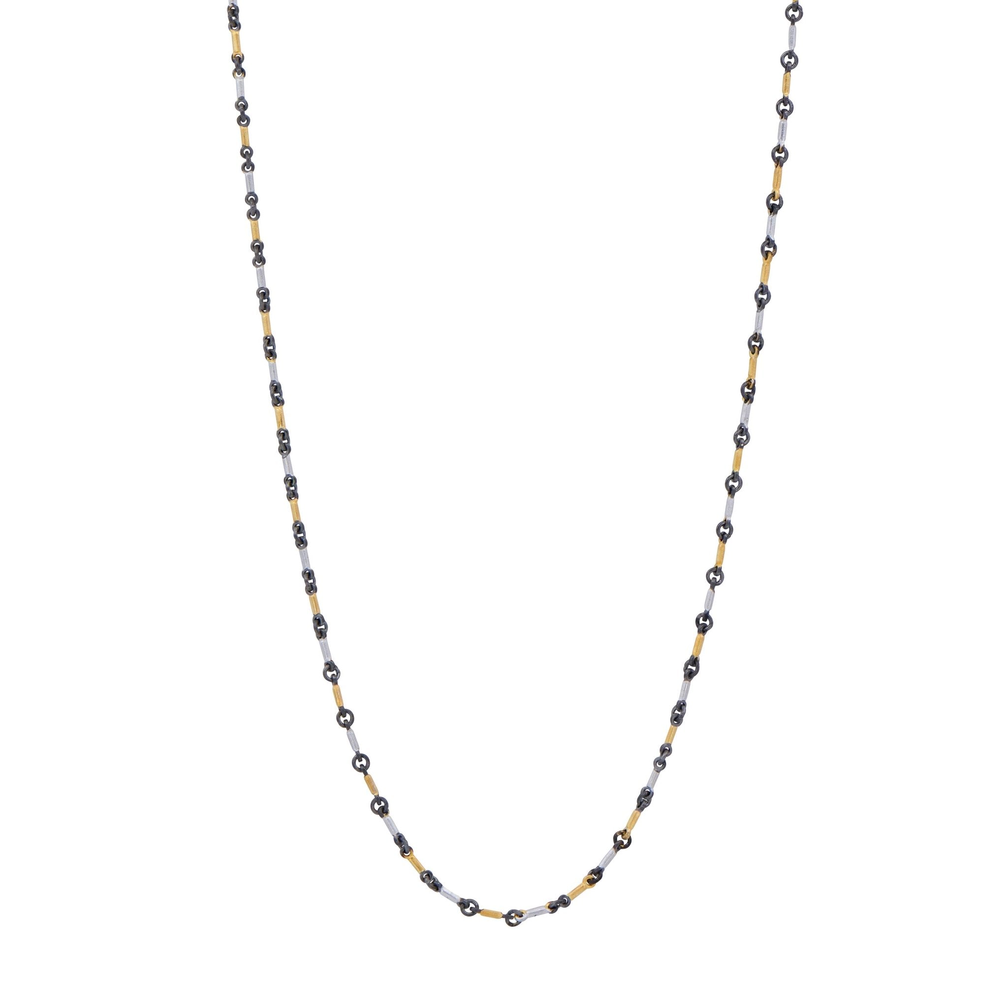 Signature Tri - Tone Bar Link Necklace - FREIDA ROTHMAN