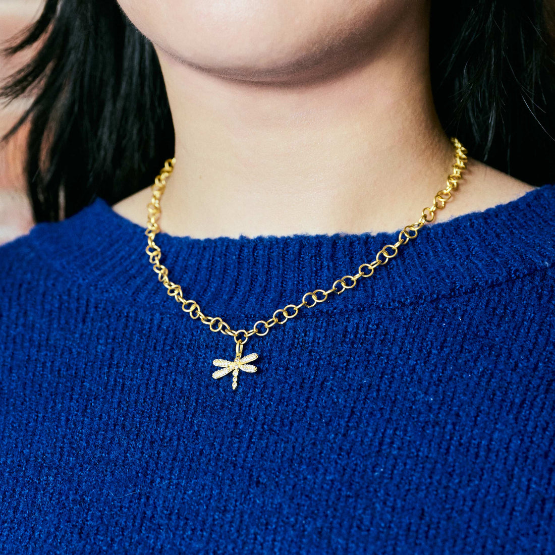 Dragonfly Pavé Chain Link Necklace - FREIDA ROTHMAN