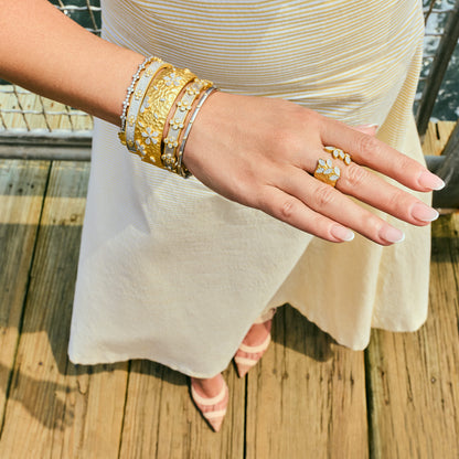 City Petals Hammered Wide Cuff Ring - FREIDA ROTHMAN
